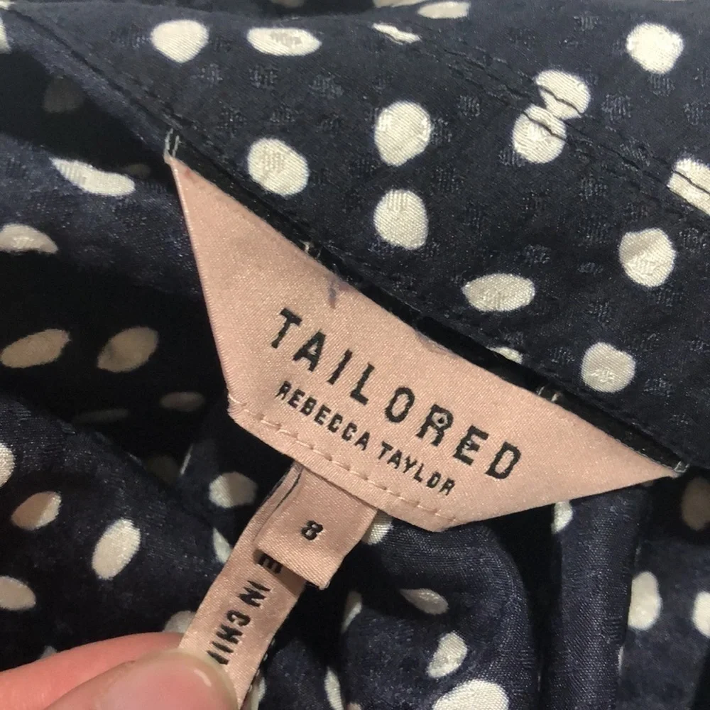Tailored Rebecca Taylor Pearl Dot Jacquard Faux Wrap Silk Blend Jumpsuit